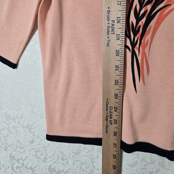 VTG Bob Mackie Wearable Art Cardigan Jacket sz XL Peach Black Zip Up Artsy READ - Picture 12 of 14